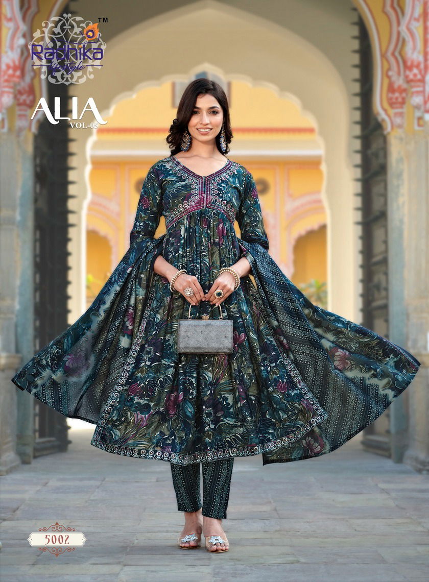 Alia Vol 5 By Radhika Alia Cut Kurti With Bottom Dupatta Catalog